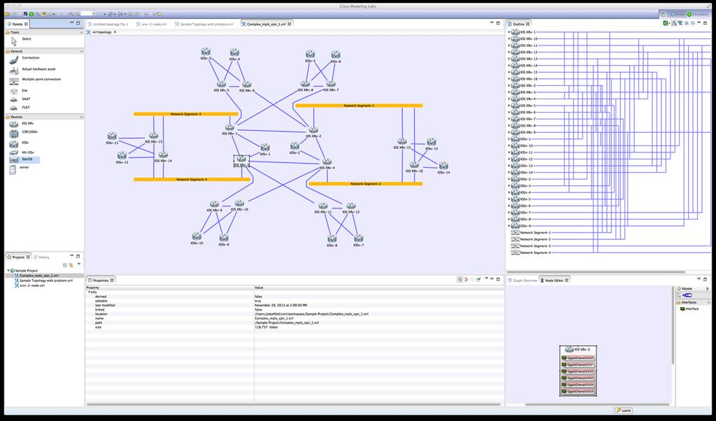 Cisco Modelling Labs workbench The graphical topology design tool used to create XML topology files Powerful topology design functionality Drag and drop ease