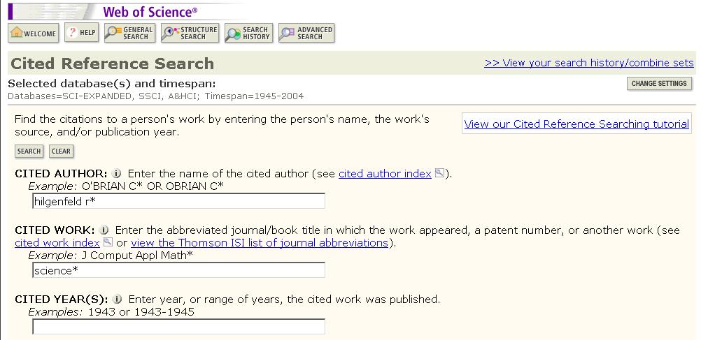 Secondary Cited Author Searching Secondary cited authors are searchable when a cited article also exists as a source record in the database(s) in your subscription.
