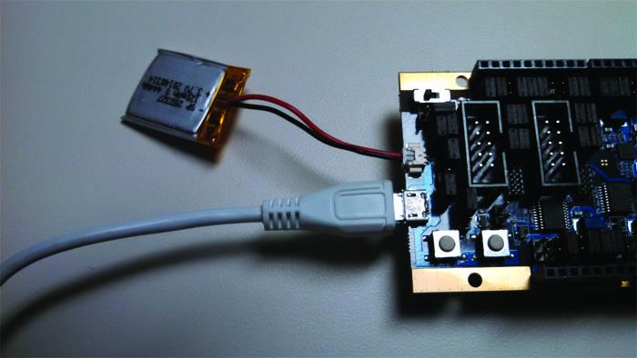 Figure 3: Close-Up of the USB Powering the TAG-N System Arduino Power Connection The TAG-N system can be powered through the Arduino connector. This will also charge the battery.
