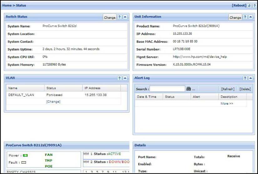 Figure 49 Example: of a WebAgent status screen Interface monitoring features You can designate monitoring of inbound and outbound traffic on: Ports and static trunks: Allows monitoring of individual