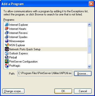 Step7. A new program Network Ports Quick Setup is displayed in the list, click Ok. Step8. Click Ok.
