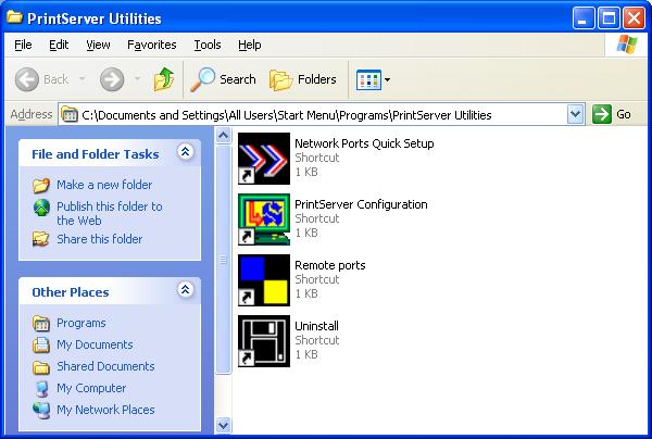 3.3 Administrator Utilities After Administrator Installation is completed, there will be four utilities in print server s Program folder.