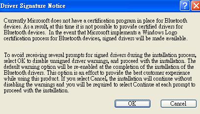 5.1.6 Click OK to disable unsigned driver warnings and proceed