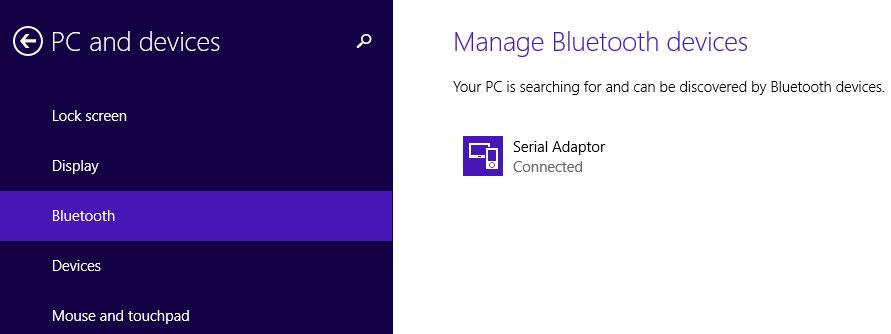 Looking again at Windows Bluetooth management, since the adapter s