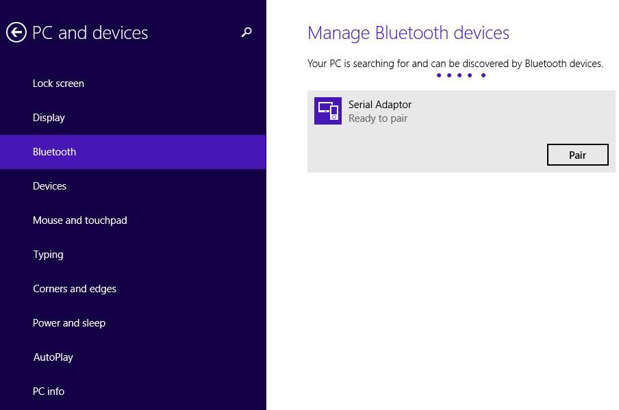 The Bluetooth management screen will open.
