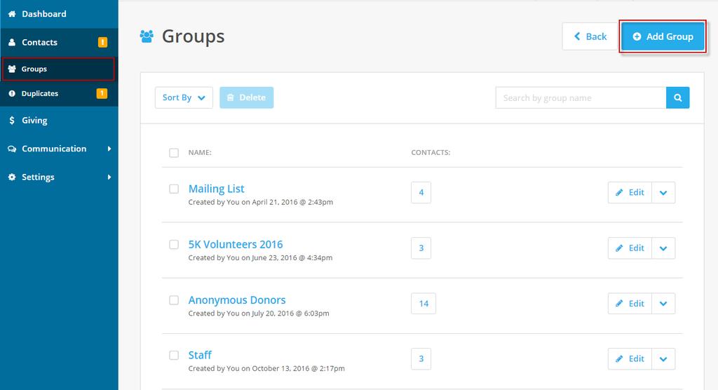 GROUPS Last Updated 11/1/2016 Groups Overview Groups help you keep track of your important segments of Contacts or Donors that you want to identify quickly, communicate with regularly, or exclude