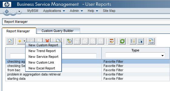 Chapter 8: Viewing Data in BSM You can schedule Custom Reports, Trend Reports, and Service Reports defined in the Report Manager, or reports saved from the specific report page.