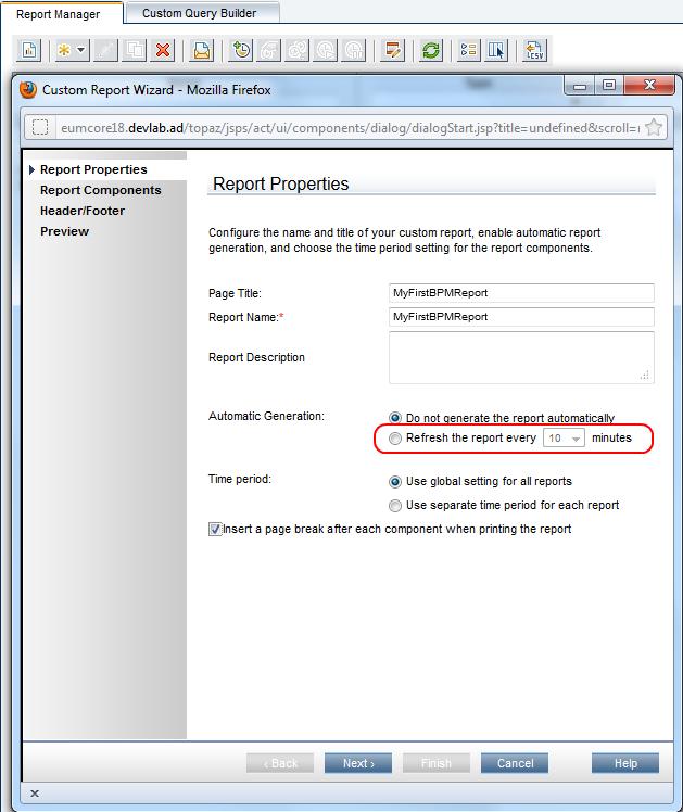 Chapter 8: Viewing Data in BSM 4. Click Next. 5. In the Report Components page, click. The Add Component page appears.