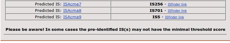 The IS Validation Report (figure 4.5) is the interface which exports the annotation information to the Annotation Table. It is accessed from the IS list obtained from the preannotated list (figure 4.