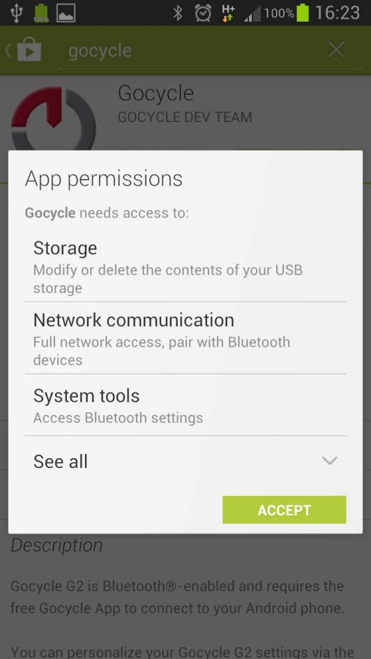 1.5 The App permissions window will appear.