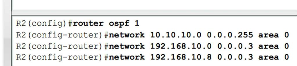 OSPF area is a group of routers that share link state information Example: Router(config-router)#network network-address wildcard-ask area