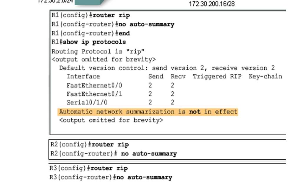 RIPv2 o Verifying RIPv2 Updates o When using RIPv2 with automatic summarization turned off Each subnet and mask has its own specific