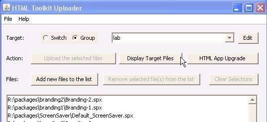 HTML Application Uploader User Guide Viewing and Deleting HTML Application Files When a switch or group has been selected, the Display Target Files button on