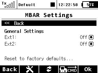 In the main setting of the Mbar EX, the Ext1 and Ext2 sockets can be configured (possible selections: Disabled, Expander, Log. Input). 7.