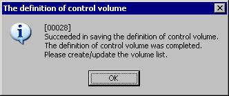 Figure 2-10 Definition of control volume: Saving Confirmation Window Click the [Yes] button to save the definition information and display the end message.