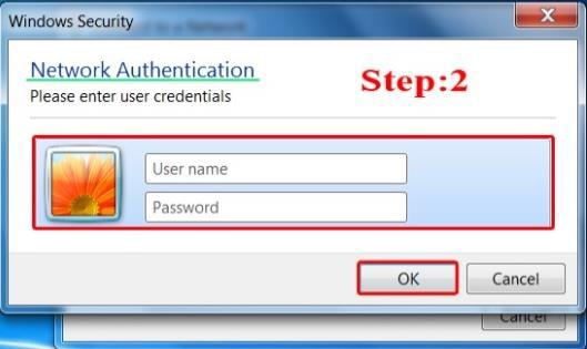 Enter your username and password, press OK 3.
