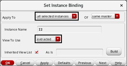 Figure 17: Set Instance Binding Make cell binding changes to all instances that you want and then go to Configuration window (The configuration window should have shown up