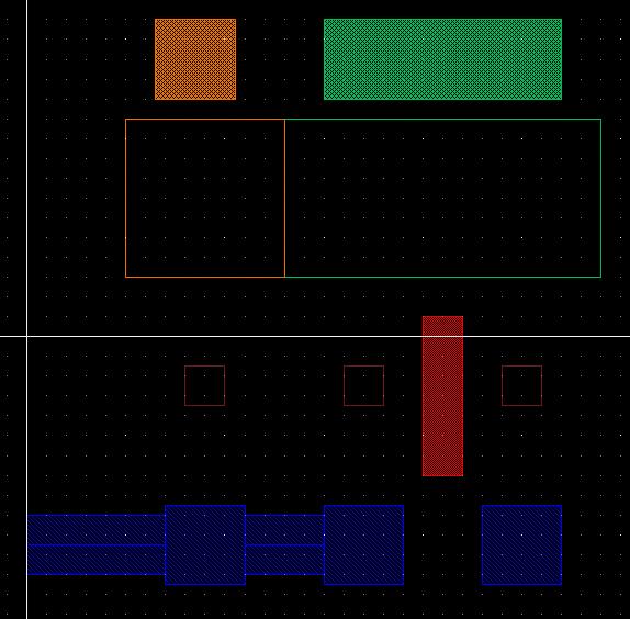 Figure 4: PMOS Layout The n transistor is laid out in a similar fashion and the layers required for the same are shown in Figure 5.