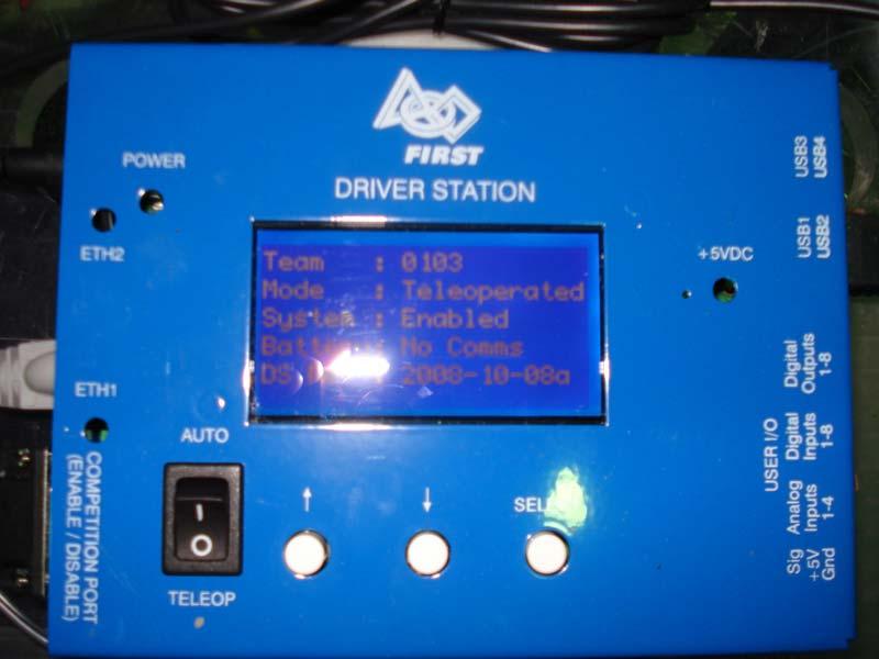 Driver Station (DS) Information Panel Team # Mode:
