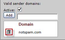 All emails will be blocked except for emails sent from this domain.