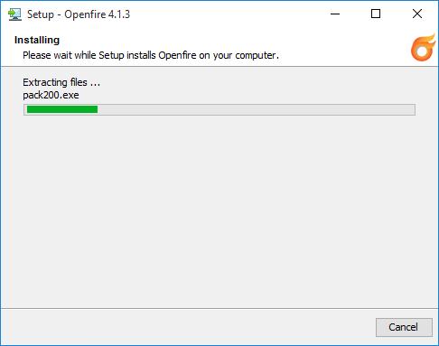 Click Next to Create an Openfire Menu folder. 9.