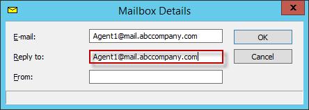 In the E-mail field type the required email address for the agent for