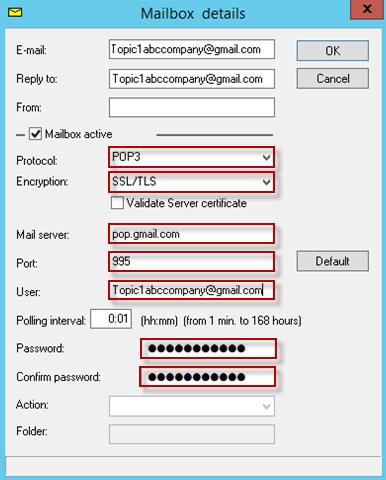 Avaya IP Office Contact Center Task Based Guide- Email & Chat Services 15. If the customer is using a POP3/IMAP email system (Google Mail use SSL/TLS), alter the details of the topic s email account.