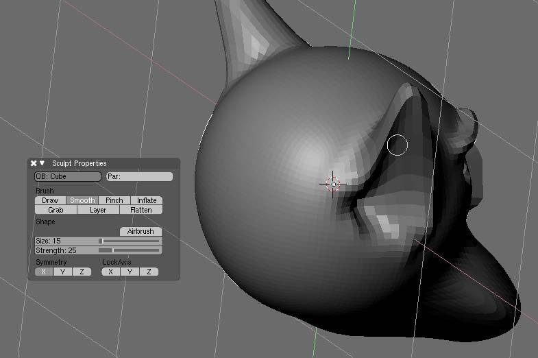 poorly sculpt areas with the Smooth brush. In the Properties panel change the brush from Grab to Smooth and hover over areas that need some correction.