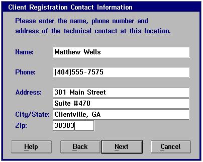 CHAPTER 1 / Installation 17 3 Provide the Registration Contact Information for this Client.