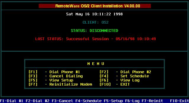 62 RemoteWare OS/2 Client User s Guide OS2TCOMM Text-Mode Communications OS2TCOMM is a text-mode program that you can run in an OS/2 window or full-screen session, or on a system that does not have