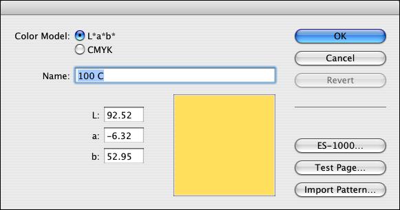 4 To enter numerical values for the color, choose a color model and edit the values in the CMYK or L*a*b* fields.