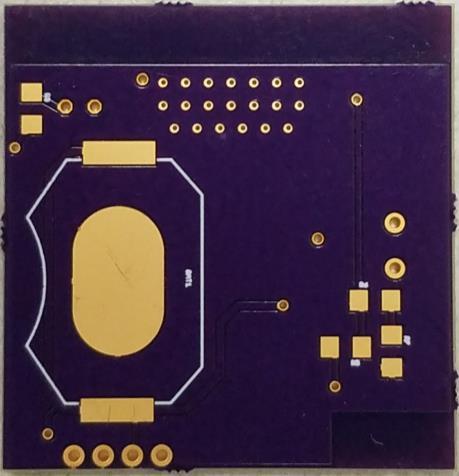 11: Front and back of manufactured PCB for smart cap using IMM-NRF52832 micro-module The assembled prototype is shown in Figure 4.15.