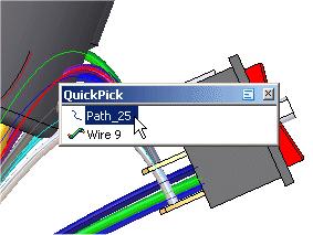 Lesson 4 Activity: Creating a wire harness with Harness Design Move a wire Position the cursor over the path shown highlighted in the illustration above, stop moving the mouse for a moment, and