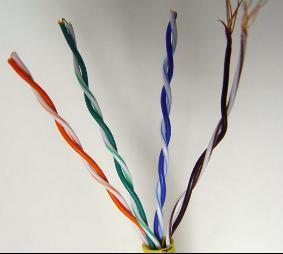 four twisted pairs of wire for a total of eight individually insulated wires Each pair is