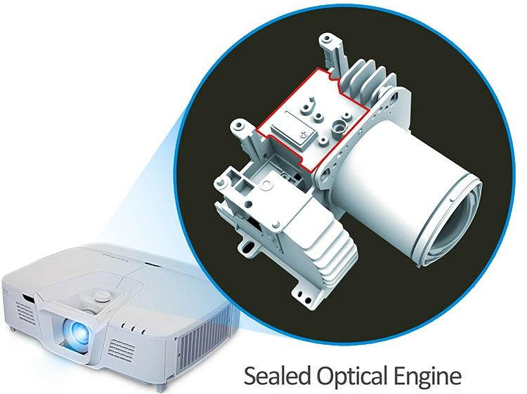 Dust-free and well-maintained image quality The sealed optical engine prevents dust and moisture from affecting the lighting system, ensuring the image quality is maintained.