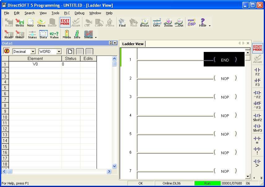 ppendix : pplication Examples Once Modbus Poll is communicating to the PL, go into irectsoft, open up a ata View window and enter in V0 and change the display type to ecimal to match the