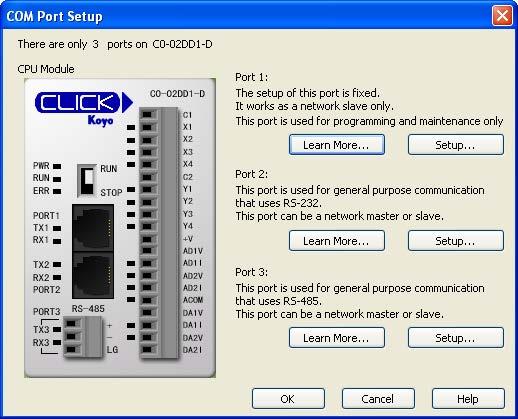 ppendix : pplication Examples lick the Port : Setup... button to configure Port of the PL.