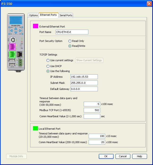 ppendix : pplication Examples lick on the Ethernet Ports tab and configure the IP address in the Use the Following: IP address field.
