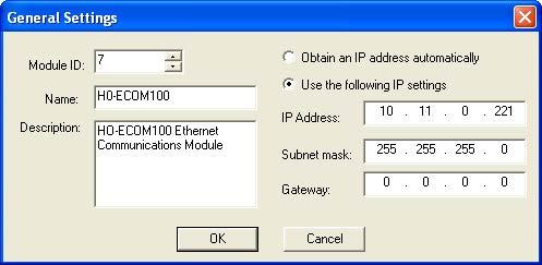 ppendix : pplication Examples Step 1: Set up Peer to Peer onfiguration In NetEdit, Scan Network to find your H0-EOM0. Set the Module I, IP address and Subnet Mask as appropriate for your network.