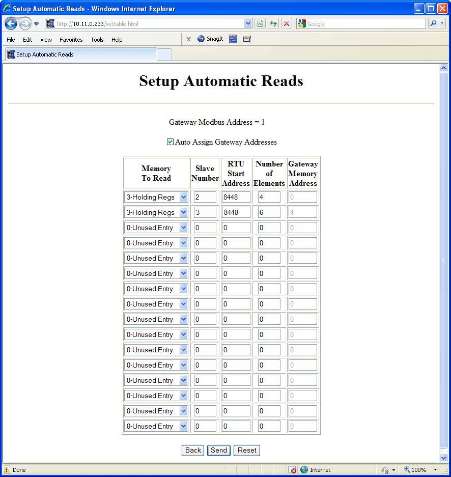 ppendix : pplication Examples Step : Using utomatic Reads In the M-GTEWY browser configuration utility, click the utomatic Reads link.