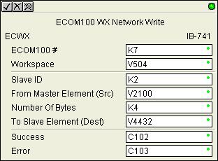 Slave I = The GS rive Node I, or, depending on which drive we target From Slave Element (Src) = V000 equates to Status Monitor 1 in the GS rive (Hex 0 and Modbus ecimal ).