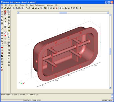 Importing a Part from a File When importing a model that is represented as a part in a CAD file, the CAD Import Module translates this model into a COMSOL Multiphysics geometry object.