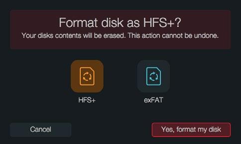 You can also format SD cards and SSDs via a Mac or PC computer. SSDs can be formatted using an SSD dock such as Blackmagic MultiDock.