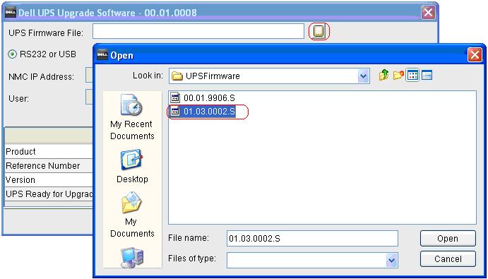 8 Click the browse button beside the UPS Firmware File field.
