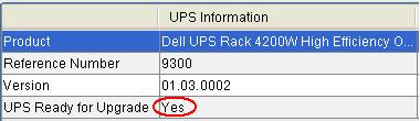 Table 4. Validation Notification Notification Description The UPS Ready for Upgrade field in the UPS Information column displays Yes. The UPS is ready for upgrade.