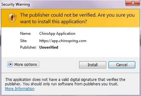 5. Click on the Click to Install button and you should now see a dialog that looks like this. Click the Install button.