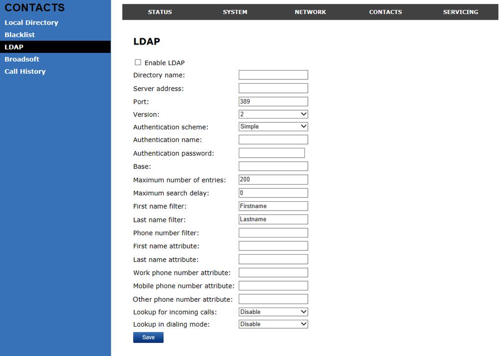 LDAP The phone supports remote Lightweight Directory Access Protocol (LDAP) directories.