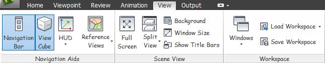 View Ribbon Panel Navigation Aids Scene View Workspace Function