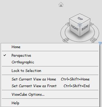 Drag or click the ViewCube, switch to one of the available pre set views, roll the current view, or change to the Home view of the model.