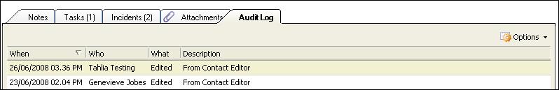 menu bar in the details tab) if you want to review the document. Audit Log: The Audit Log tab tracks all actions performed on answers by endusers, staff members and RightNow Technologies.